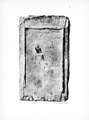 <em>"Plate. V. 6. Stele eines Vorstehers des grossen Hauses Cheper-ka-re."</em>, 1909. Printed material. Brooklyn Museum, Hathi Trust 2013. (Photo: Brooklyn Museum, N364_L59_B63_Leiden_v2_078_p05.jpg