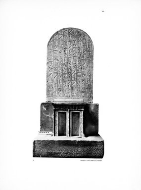 <em>"Plate. VIII. 9. Stele und Tempelchen eines Truppenführers Hka-ab."</em>, 1909. Printed material. Brooklyn Museum, Hathi Trust 2013. (Photo: Brooklyn Museum, N364_L59_B63_Leiden_v2_081_p08.jpg