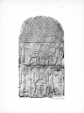 <em>"Plate. X. 11. Stele eines Beamten Beb."</em>, 1909. Printed material. Brooklyn Museum, Hathi Trust 2013. (Photo: Brooklyn Museum, N364_L59_B63_Leiden_v2_083_p10.jpg