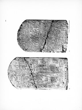 <em>"Plate. XIV. 13. Stele des Pepa. 16. Stele eines Beamten Beba."</em>, 1909. Printed material. Brooklyn Museum, Hathi Trust 2013. (Photo: Brooklyn Museum, N364_L59_B63_Leiden_v2_087_p14.jpg