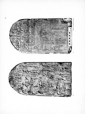 <em>"Plate. XX. 21. Stele des Hepu. 31. Stele eines Beamten Senb-f."</em>, 1909. Printed material. Brooklyn Museum, Hathi Trust 2013. (Photo: Brooklyn Museum, N364_L59_B63_Leiden_v2_093_p20.jpg