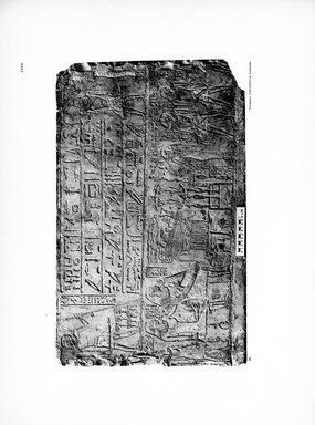 <em>"Plate. XXVIII. 38. Stele des Upuat-necht."</em>, 1909. Printed material. Brooklyn Museum, Hathi Trust 2013. (Photo: Brooklyn Museum, N364_L59_B63_Leiden_v2_101_p28.jpg