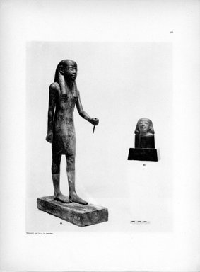 <em>"Plate XVI. 44. Figur eines Würdenträgers. 45. Kopf einer Figur."</em>, 1910. Printed material. Brooklyn Museum, Hathi Trust 2013. (Photo: Brooklyn Museum, N364_L59_B63_Leiden_v3_035_p16.jpg