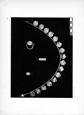 <em>"Plate XIX. 71. Kette. 72. Cylinder des Königs Amen-em-hat III. 93. Goldring. 95. Goldring mit dem Namen eines Hyksoskönigs Chyan(?)."</em>, 1910. Printed material. Brooklyn Museum, Hathi Trust 2013. (Photo: Brooklyn Museum, N364_L59_B63_Leiden_v3_038_p19.jpg