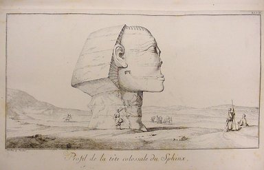 <em>"F.L. Norden. Travels in Egypt and Nubia, 1757. Plate 47, Profil de la tête colossale du Sphinx."</em>, 1757. Printed material. Brooklyn Museum. (N370.405_N75t_Norden_Travels_pl47_Sphinx_profile.jpg