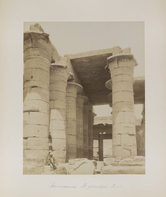 <em>"Ramesseum: Hyplostyle Hall"</em>. Printed material. Brooklyn Museum. (Photo: Brooklyn Museum, N376_B14_Beato_vol1_pl08_PS4.jpg