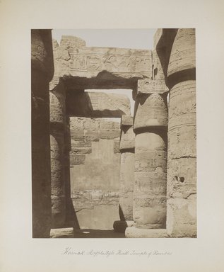 <em>"Karnak: Hyplostyle Hall, Temple of Ramses"</em>. Printed material. Brooklyn Museum. (Photo: Brooklyn Museum, N376_B14_Beato_vol2_pl04_PS4.jpg