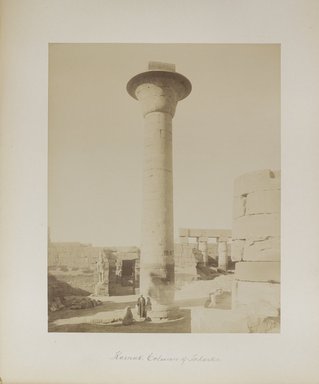 <em>"Karnak: Column of Taharka"</em>. Printed material. Brooklyn Museum. (Photo: Brooklyn Museum, N376_B14_Beato_vol2_pl05_PS4.jpg