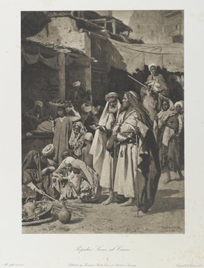 <em>"A street scene in Cairo."</em>. Printed material. Brooklyn Museum. (Photo: Brooklyn Museum, N376_J95_Heliogravures_pl03_PS1.jpg