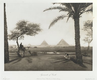 <em>"Pyramids of Ghizeh."</em>. Printed material. Brooklyn Museum. (Photo: Brooklyn Museum, N376_J95_Heliogravures_pl06_PS1.jpg