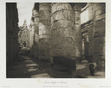 <em>"Great Temple at Karnak. Hypostyl Hall."</em>. Printed material. Brooklyn Museum. (Photo: Brooklyn Museum, N376_J95_Heliogravures_pl13_PS1.jpg