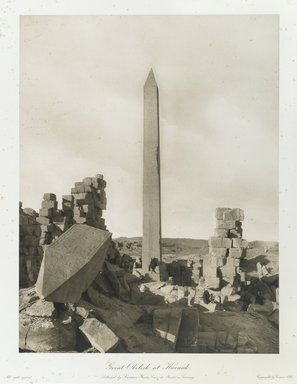 <em>"Great Obelisk at Karnak."</em>. Printed material. Brooklyn Museum. (Photo: Brooklyn Museum, N376_J95_Heliogravures_pl14_PS1.jpg