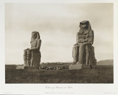 <em>"Colossi of Memnon at Thebes."</em>. Printed material. Brooklyn Museum. (Photo: Brooklyn Museum, N376_J95_Heliogravures_pl19_PS1.jpg