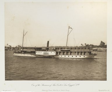 <em>"One of the steamers of Thos. Cook & Son, (Egypt) Ltd."</em>. Printed material. Brooklyn Museum. (Photo: Brooklyn Museum, N376_J95_Heliogravures_pl26_PS1.jpg