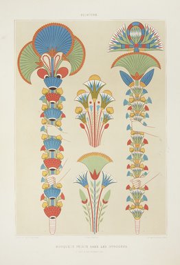 <em>"Bouquets painted in tombs (19th & 20th dynasties)"</em>. Printed material. Brooklyn Museum. (Photo: Brooklyn Museum, N376_P93_v2_Prisse_d%27Avennes_vol2_pl068_PS11.jpg