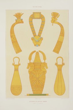 <em>"Rhytons & other vases (Thebes, 20th dynasty)"</em>. Printed material. Brooklyn Museum. (Photo: Brooklyn Museum, N376_P93_v2_Prisse_d%27Avennes_vol2_pl086_PS11.jpg