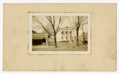 <em>"Preliminary survey of the Jefferson mansion prepared for the Historic American Buildings Survey."</em>, ca. 1936. Bw photograph, 3 x 5in. Brooklyn Museum, CHART_2011. (NA735_B8_H621j_HABS_Jefferson_Mansion_01_verso.jpg