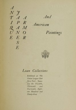 <em>"Title page."</em>, 1893. Printed material. Brooklyn Museum, NYARC Documenting the Gilded Age phase 1. (Photo: New York Art Resources Consortium, ND1198_Un3_N43_0006.jpg