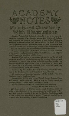 <em>"Back cover."</em>, 1911. Printed material. Brooklyn Museum, NYARC Documenting the Gilded Age phase 2. (Photo: New York Art Resources Consortium, ND1226_Un3_B86c_0012.jpg