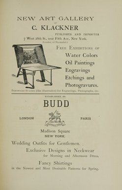 <em>"Advertisement."</em>, 1895. Printed material. Brooklyn Museum, NYARC Documenting the Gilded Age phase 1. (Photo: New York Art Resources Consortium, ND187_Am3_0003.jpg