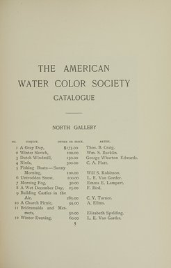 <em>"Checklist."</em>, 1895. Printed material. Brooklyn Museum, NYARC Documenting the Gilded Age phase 1. (Photo: New York Art Resources Consortium, ND187_Am3_0017.jpg