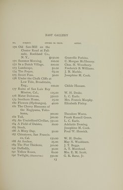 <em>"Checklist."</em>, 1895. Printed material. Brooklyn Museum, NYARC Documenting the Gilded Age phase 1. (Photo: New York Art Resources Consortium, ND187_Am3_0033.jpg