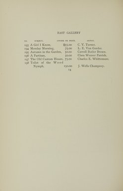 <em>"Checklist."</em>, 1895. Printed material. Brooklyn Museum, NYARC Documenting the Gilded Age phase 1. (Photo: New York Art Resources Consortium, ND187_Am3_0034.jpg