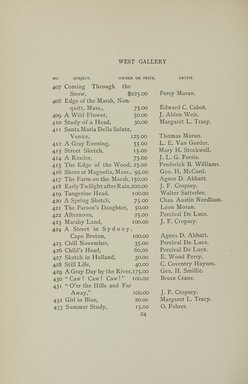 <em>"Checklist."</em>, 1895. Printed material. Brooklyn Museum, NYARC Documenting the Gilded Age phase 1. (Photo: New York Art Resources Consortium, ND187_Am3_0056.jpg