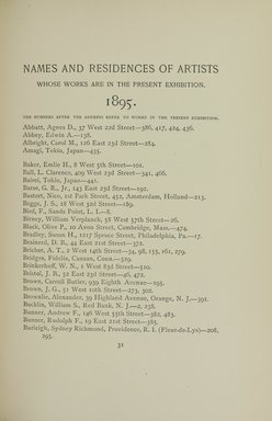 <em>"Checklist."</em>, 1895. Printed material. Brooklyn Museum, NYARC Documenting the Gilded Age phase 1. (Photo: New York Art Resources Consortium, ND187_Am3_0075.jpg