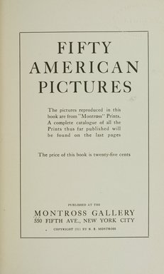 <em>"Title page."</em>, 1911. Printed material. Brooklyn Museum, NYARC Documenting the Gilded Age phase 1. (Photo: New York Art Resources Consortium, ND78_M76_0007.jpg