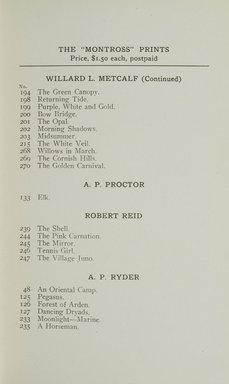 <em>"Checklist."</em>, 1911. Printed material. Brooklyn Museum, NYARC Documenting the Gilded Age phase 1. (Photo: New York Art Resources Consortium, ND78_M76_0063.jpg