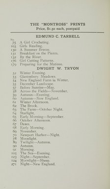 <em>"Checklist."</em>, 1911. Printed material. Brooklyn Museum, NYARC Documenting the Gilded Age phase 1. (Photo: New York Art Resources Consortium, ND78_M76_0064.jpg