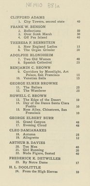 <em>"Checklist"</em>, 1922. Printed material. Brooklyn Museum, NYARC Documenting the Gilded Age phase 2. (Photo: New York Art Resources Consortium, NE1410_B81a_0002.jpg