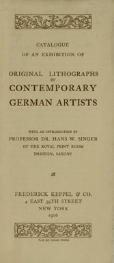 <em>"Front cover."</em>, 1906. Printed material. Brooklyn Museum, NYARC Documenting the Gilded Age phase 2. (Photo: New York Art Resources Consortium, NE2310_K44_0001.jpg