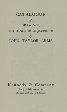 <em>"Title page."</em>, 1922. Printed material. Brooklyn Museum, NYARC Documenting the Gilded Age phase 2. (Photo: New York Art Resources Consortium, NE300_Ar5_K38_0005.jpg