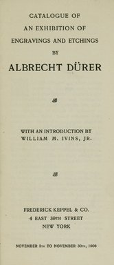 <em>"Title page."</em>, 1908. Printed material. Brooklyn Museum, NYARC Documenting the Gilded Age phase 2. (Photo: New York Art Resources Consortium, NE300_D86_K44_0003.jpg