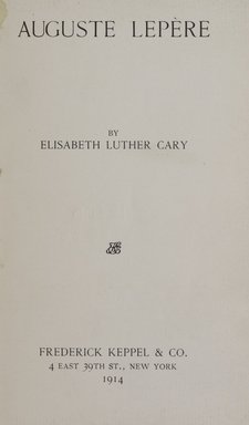 <em>"Title page."</em>, 1914. Printed material. Brooklyn Museum, NYARC Documenting the Gilded Age phase 2. (Photo: New York Art Resources Consortium, NE300_L55_C25_0003.jpg