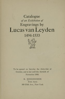 <em>"Title page."</em>, 1908. Printed material. Brooklyn Museum, NYARC Documenting the Gilded Age phase 2. (Photo: New York Art Resources Consortium, NE300_L59_R11_0005.jpg