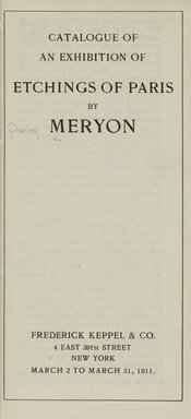 <em>"Title page."</em>, 1911. Printed material. Brooklyn Museum, NYARC Documenting the Gilded Age phase 2. (Photo: New York Art Resources Consortium, NE300_M55_K44_1911_0003.jpg