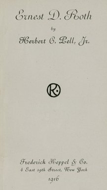 <em>"Title page."</em>, 1916. Printed material. Brooklyn Museum, NYARC Documenting the Gilded Age phase 2. (Photo: New York Art Resources Consortium, NE300_R74_K44p_0003.jpg
