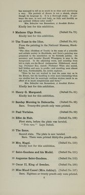 <em>"Checklist."</em>, 1912. Printed material. Brooklyn Museum, NYARC Documenting the Gilded Age phase 2. (Photo: New York Art Resources Consortium, NE300_Z7_K44_1912_0010.jpg
