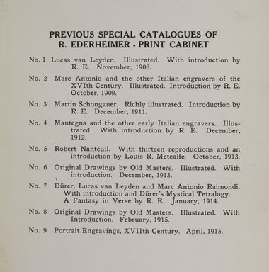 <em>"Index."</em>, 1915. Printed material. Brooklyn Museum, NYARC Documenting the Gilded Age phase 2. (Photo: New York Art Resources Consortium, NE65_R11_0105.jpg