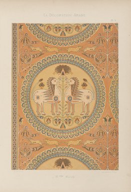 <em>"Étoffe de tenture."</em>, 1885. Printed material. Brooklyn Museum. (Photo: Brooklyn Museum, NK1270_P93_Arabe_pl003_PS4.jpg