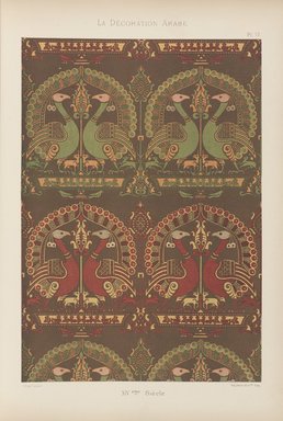<em>"Étoffe de soie conserve à Toulouse."</em>, 1885. Printed material. Brooklyn Museum. (Photo: Brooklyn Museum, NK1270_P93_Arabe_pl012_PS4.jpg
