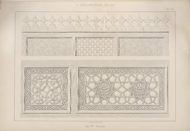 <em>"Grillages en bois découpé."</em>, 1885. Printed material. Brooklyn Museum. (Photo: Brooklyn Museum, NK1270_P93_Arabe_pl105_PS4.jpg