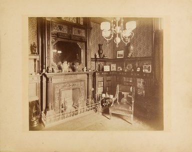 <em>"View of corner of room with fireplace."</em>. Printed material. Brooklyn Museum. (Photo: Brooklyn Museum, NK2003.5_Sm5_pl4_PS9.jpg