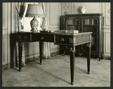 <em>"Weil-Worgelt apartment; writing table in French eighteenth-century revival style."</em>. Bw photographic print, 5 x 7 in (13 x 16 cm). Brooklyn Museum, CHART_2011. (NK2004_W42_Weil_Worgelt_apartment_page19.jpg
