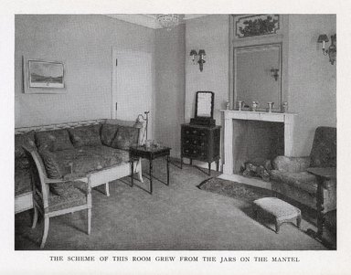 <em>"The scheme of this room grew from the jars on the mantel."</em>. Printed material. Brooklyn Museum. (NK2110_D51_House_in_Good_Taste_p070_SL1.jpg