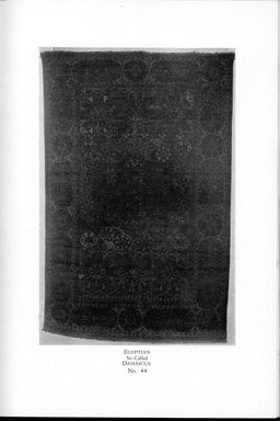 <em>"Egyptian rug, no. 44"</em>. Printed material. Brooklyn Museum. (NK2808_M56_Metcalfe_Collection_p29_Egyptian_no44.jpg