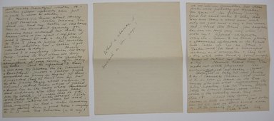 <em>"3 page letter handwritten on 'Mrs. Clifford Dumble' stationery. Addressed to 'Dear Eur'and signed 'Eth.' Discusses inviting Henry Lycett to Christmas and gives his address. Part of: 'Letters from Ethel about Lycetts and E. Lycett's box of reference material sent to me in 1943.'"</em>. Printed material. Brooklyn Museum. (NK4210_L98_F14_Lycett_inv003_verso.jpg